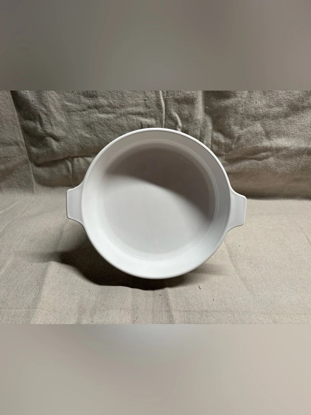 Corningware White Ceramic Round Casserole with Side Handles